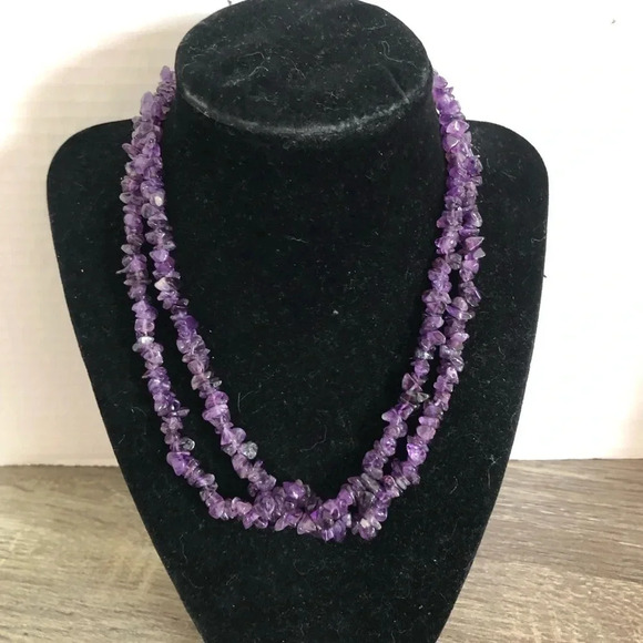 Vintage 17” Amethyst Chip  Necklace - Picture 1 of 7